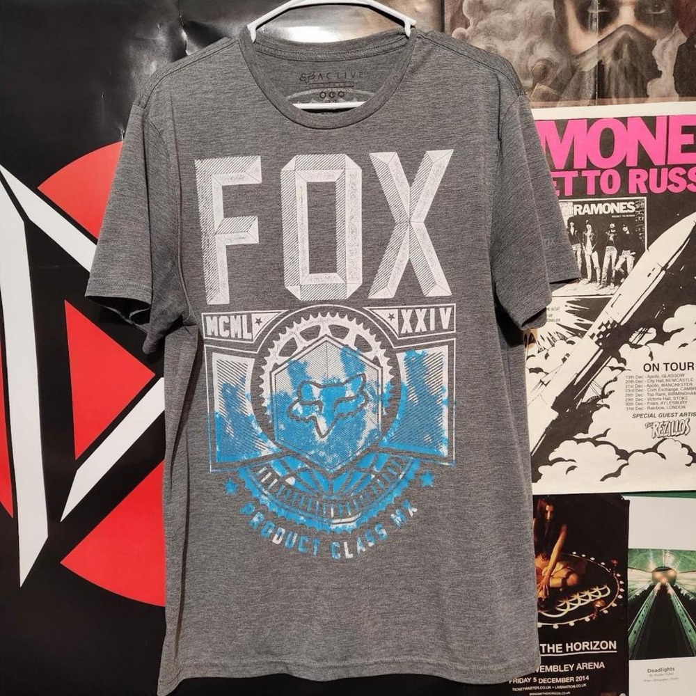 Y2k cyber skate style Fox racing shirt